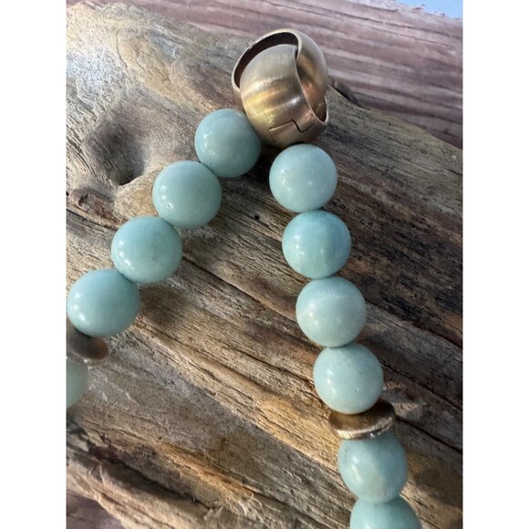 Vintage Jade Bead Sterling Silver Necklace Choker 17" - Picture 4 of 8